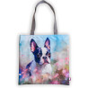 Boston terrier na łace - torba z kieszeniami, shopperka