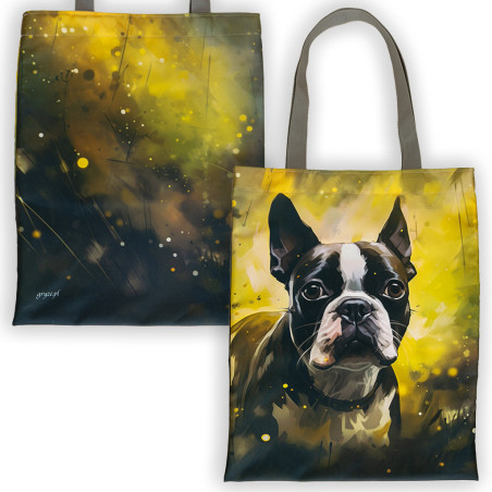 Boston terrier Nana - torba z kieszeniami, shopperka