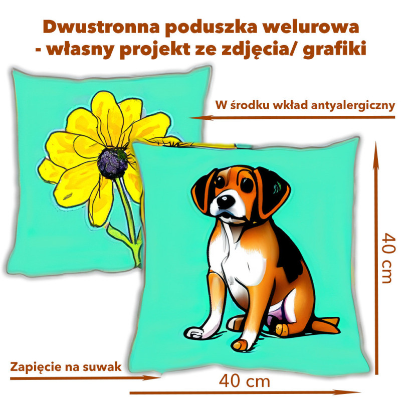 Poduszka welurowa 40 na 40 cm - personalizacja, Twój projekt