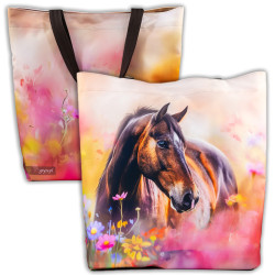 Gniady koń - pojemna torba na ramię z dnem