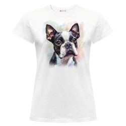 Boston terrier - t-shirt damski bawełniany