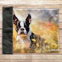 Gruba mata pluszowa z grafiką - boston terrier