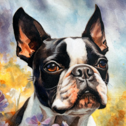 Gruba mata pluszowa z grafiką - boston terrier