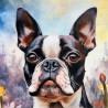 Gruba mata pluszowa z grafiką - boston terrier