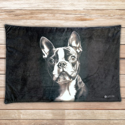 Gruba mata pluszowa z grafiką - boston terrier