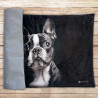 Gruba mata pluszowa z grafiką - boston terrier