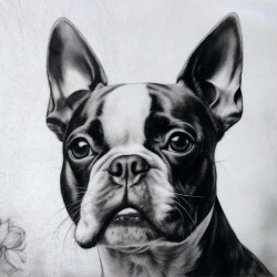 Gruba mata pluszowa z grafiką - boston terrier