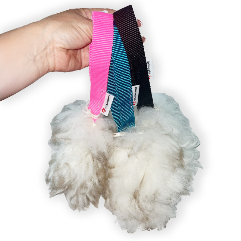 Szarpak zabawka dla psa z wełny owczej dł. futra 10 cm TRENERKA