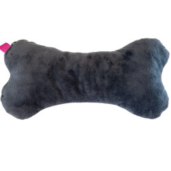 Duża poduszka - kostka w psie łapki i ciemno-szary plusz - 30 x 15 cm
