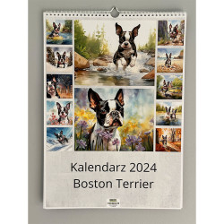 Kalendarz 2024 Boston Terrier A3